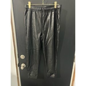 Black Leather Joggers